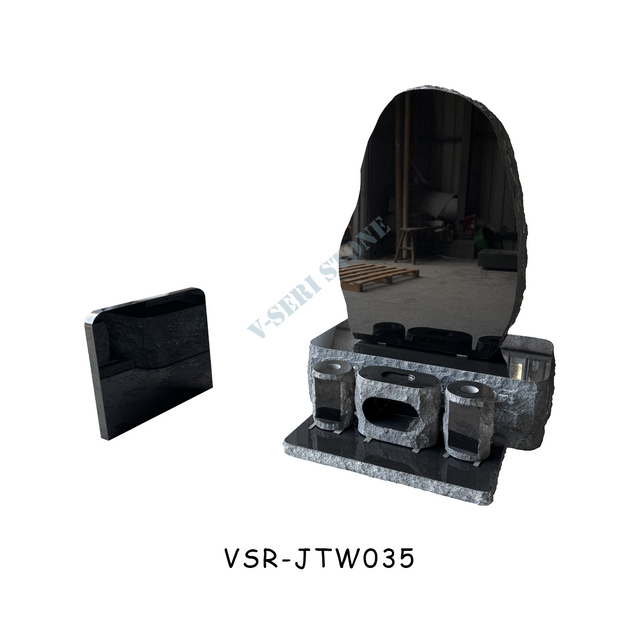 Superior Quality Granite Monument in Black with Natural and Polished Surface 
