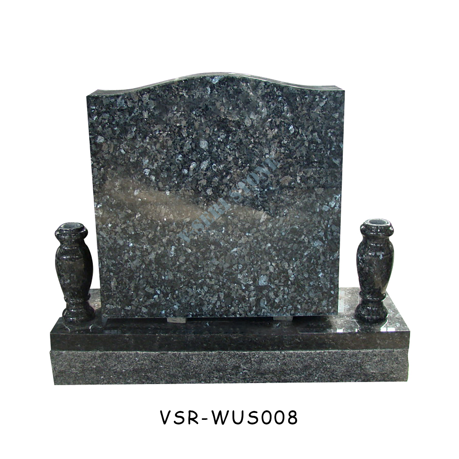 Blue Pearl Granite American Upright Monuments with Flower Vases