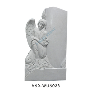 Pure White Marble Tombstone Angel Statue Graveyard Headstone