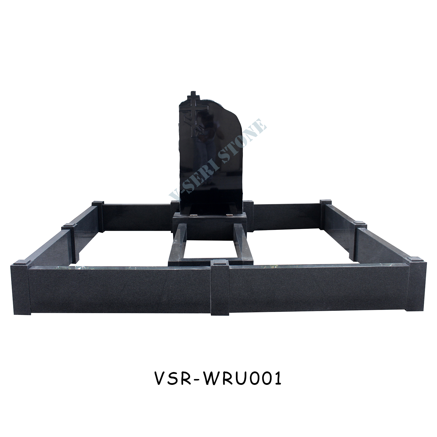 Russian Style Black Granite Tombstone Natural Stone Headstones with Cross