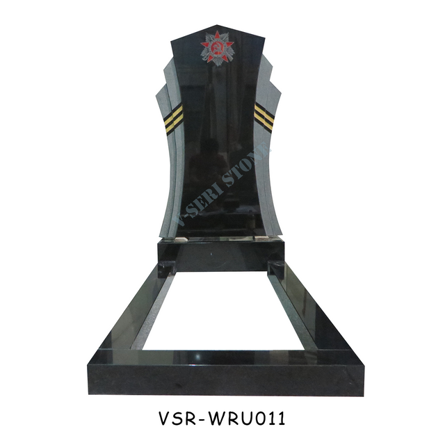 Russian Style China Shanxi Black Granite Memorial Monuments with Red Star Design