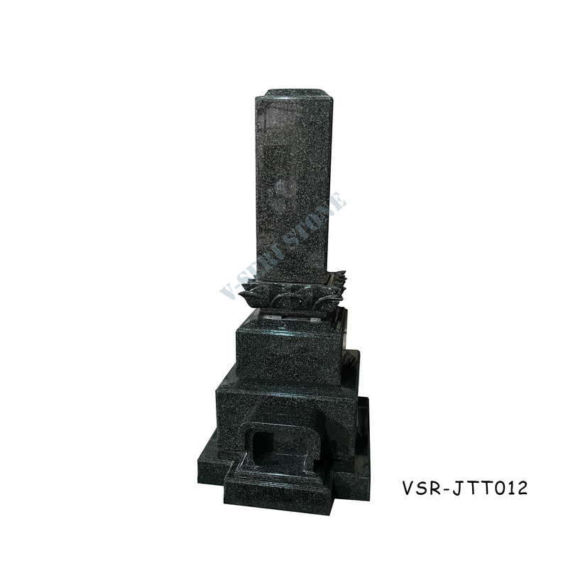 Popular Green Granite Headstones with Lotus Design for Grave in Old SR