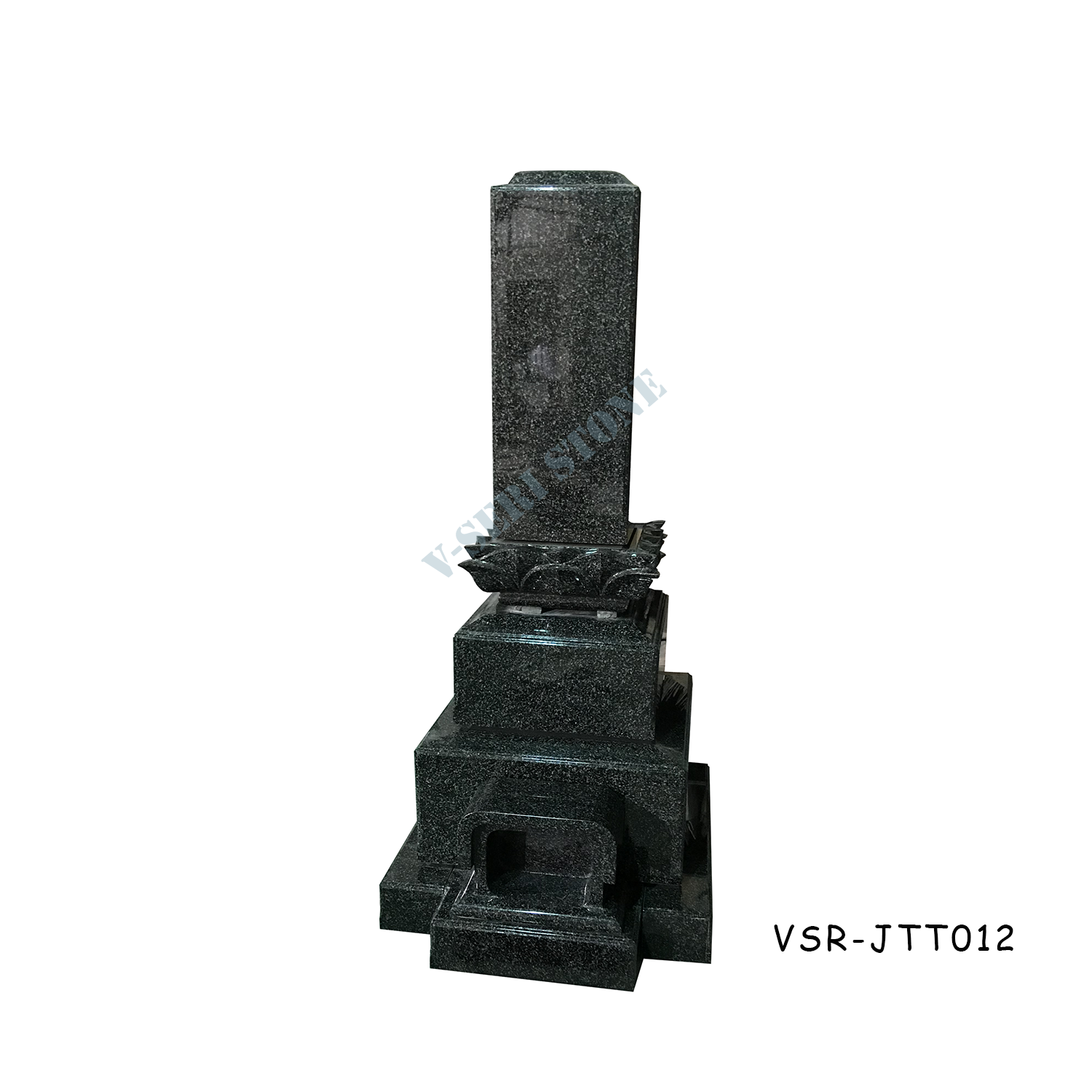 Popular Green Granite Headstones with Lotus Design for Grave in Old SR