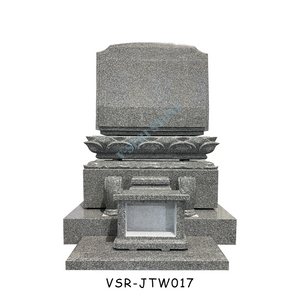 Traditional Lotus Design Monuments Stand up Headstones in Grey Granite