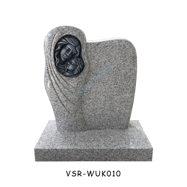 Modern Carved Holy Mary and Baby Jesus Grave Memorial Markers Headstones in White Black Granite