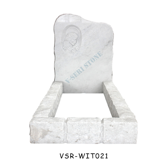 White Granite Marble Gravestone Tombstone Factory with Angel Head Carved