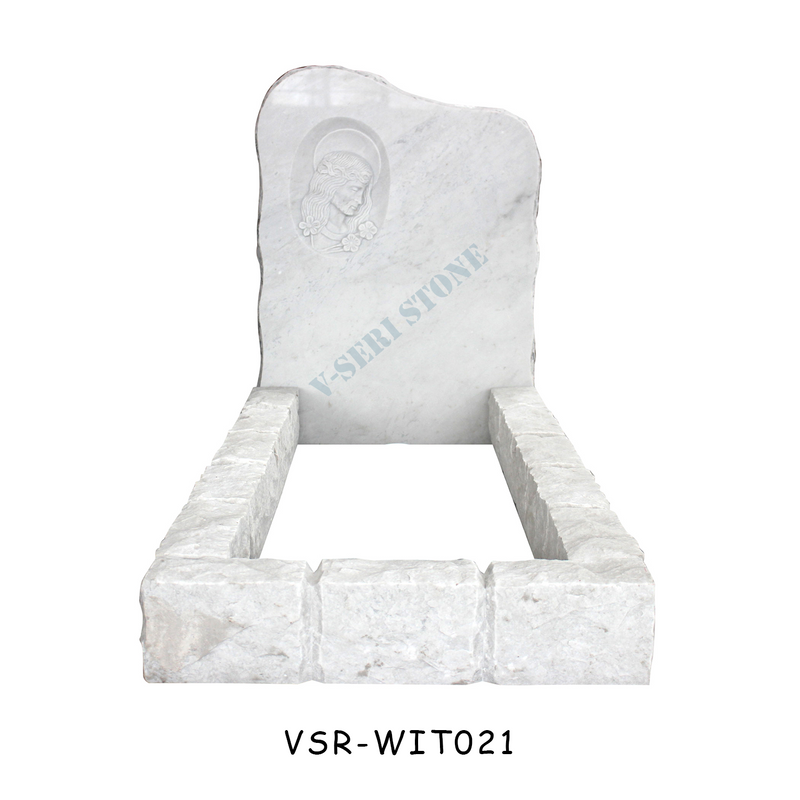 White Granite Marble Gravestone Tombstone Factory with Angel Head Carved