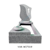 Flower Shape G623 Grey Granite Memorial Headstone with Hollow Cross Design