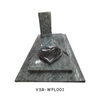 Poland Granite Monument Heart Shaped Headstone in Olive Green Granite