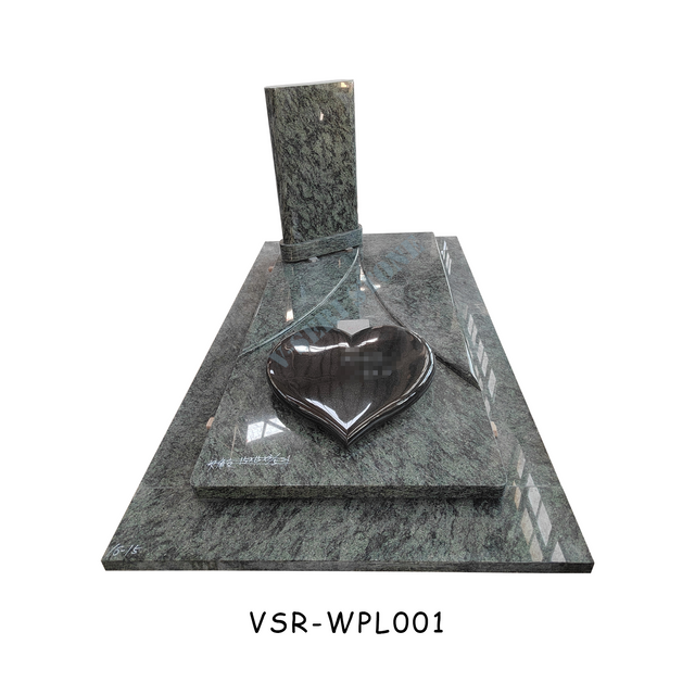 Poland Granite Monument Heart Shaped Headstone in Olive Green Granite