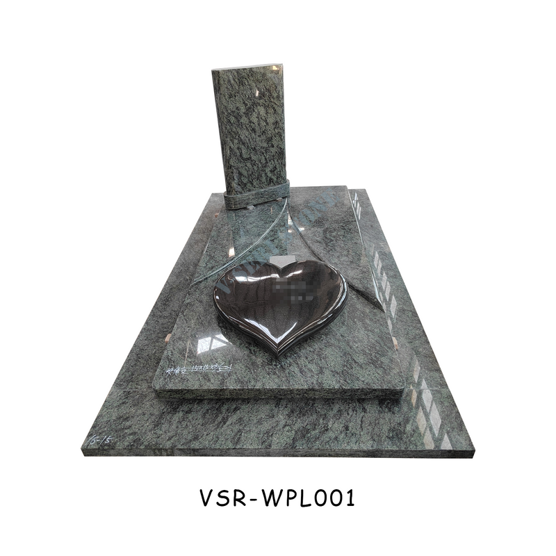 Poland Granite Monument Heart Shaped Headstone in Olive Green Granite