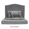 G601 Grey Granite Upright Amerian Tombstones with Cows Carving