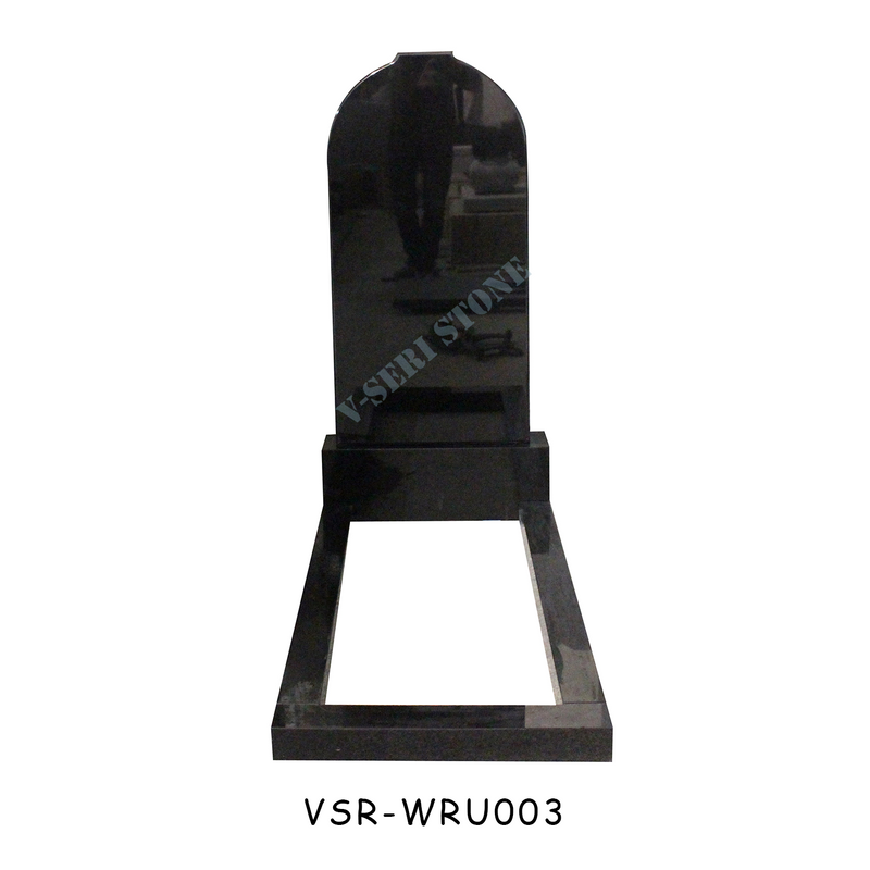 Russian Style Simple Design Polished Granite Upright Headstones in India Black