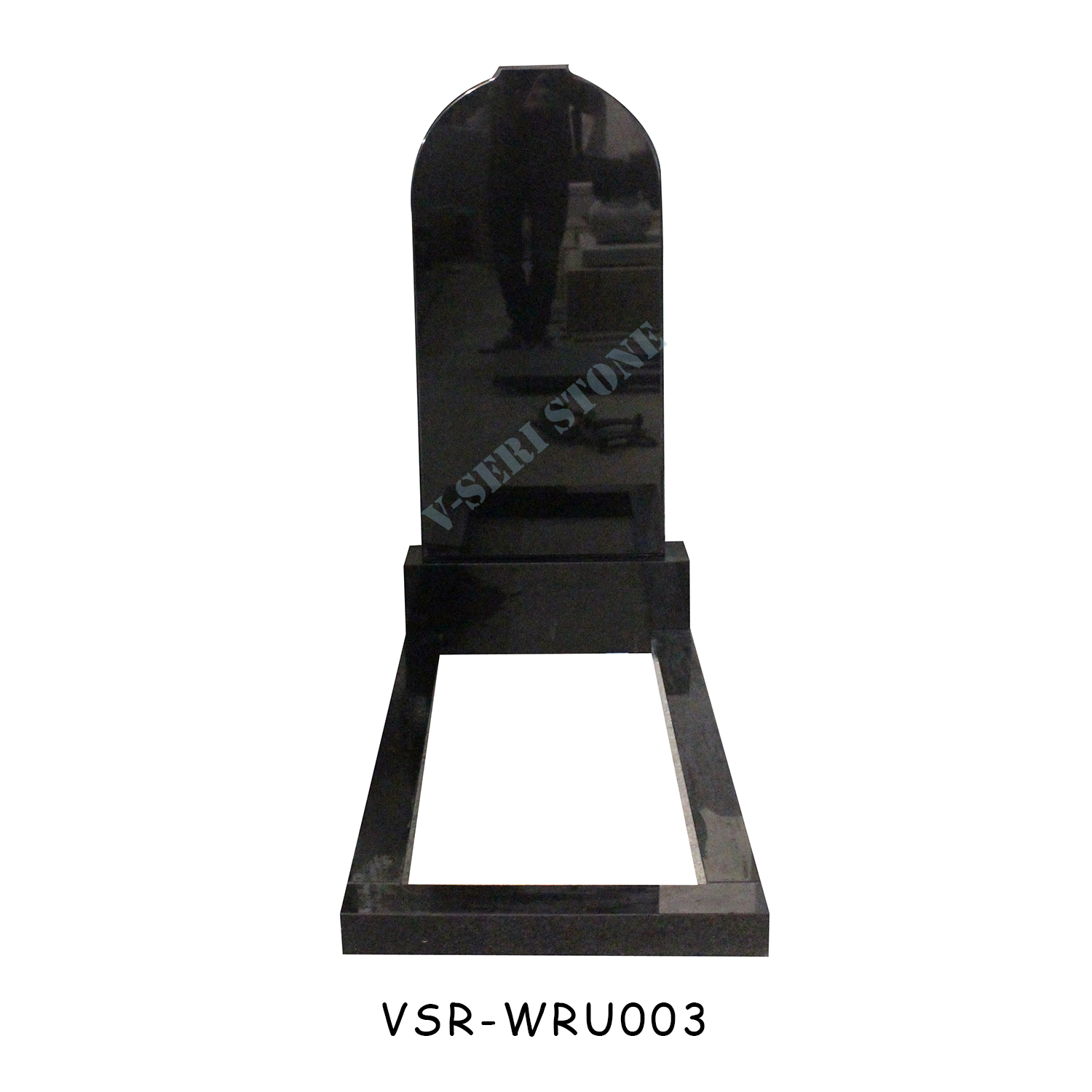 Russian Style Simple Design Polished Granite Upright Headstones in India Black