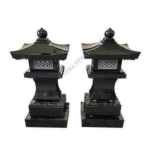 Corner Lanterns in front of Tombstone in Indian Black Granite