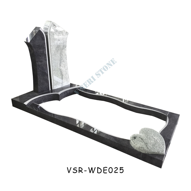 Germany Style Two-Color Spliced Granite Tombstone Headstones with Heart Shape