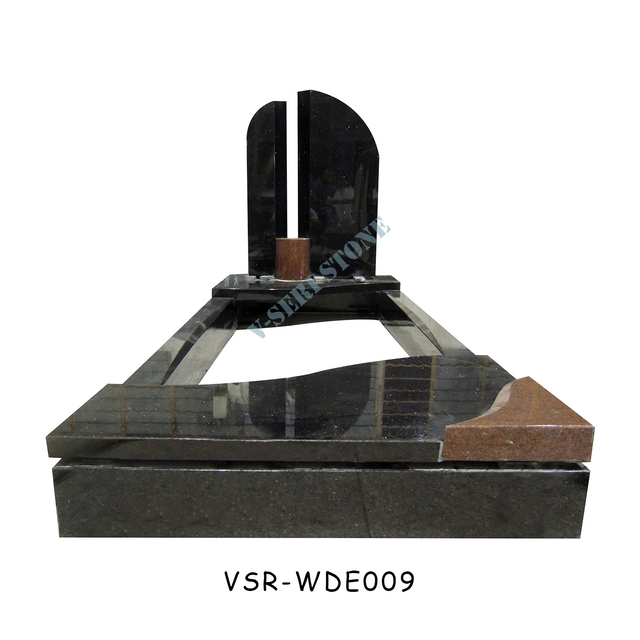 Natural Black and Red Granite Tombstone Memorial Stones for Cemetery