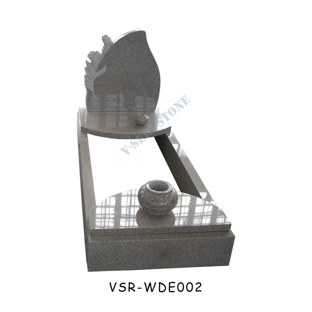Natural Stone Granite Headstone Monument Tombstone with Flower Carved in G617