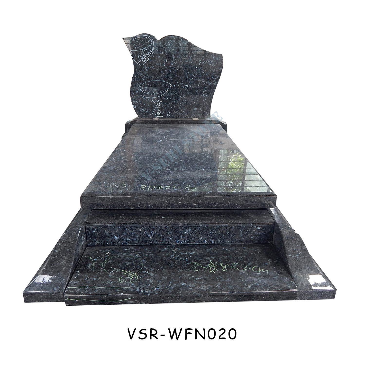 Classical Design Single Green Granite Headstone Monument for Memorials