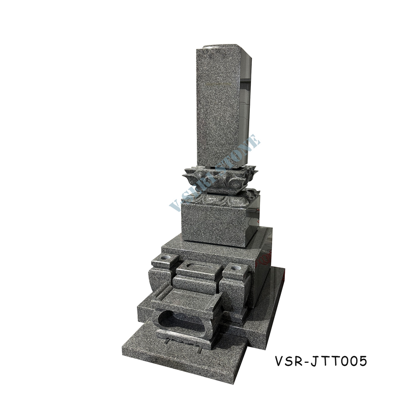 Natural Stone Polished Granite Tombstone and Monument with Lotus Design in Indian Granite OG-7
