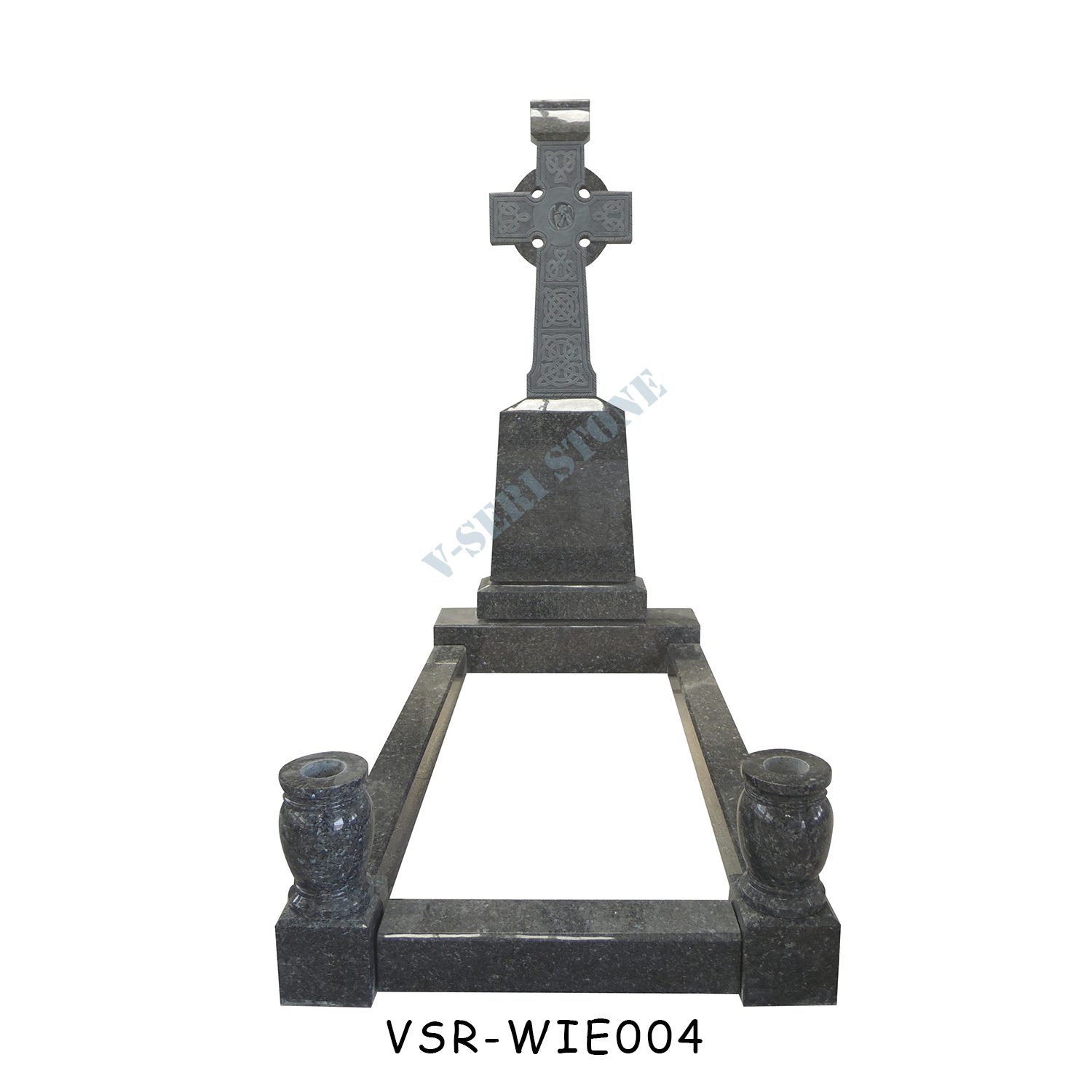 Blue Pearl Granite Headstone with A Timeless Cross
