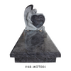 Exquisite Bahamas Blue Granite Headstone with Angel Carving Holding Heart for Celebrating Cherished Lives
