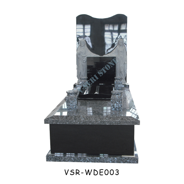 Germany Angels Stone Sculpture Monument in Blue Pearl and Shanxi Black Granite