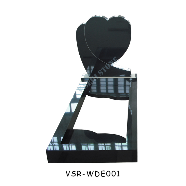Germany Style China Shanxi Black Granite Monument Memorial with Heart Shape 