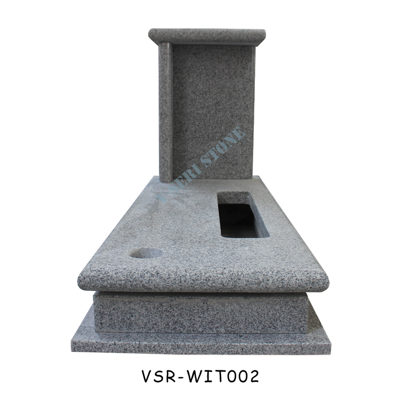Italian Style China Grey Granite G623 Headstone Monuments with Sample Design