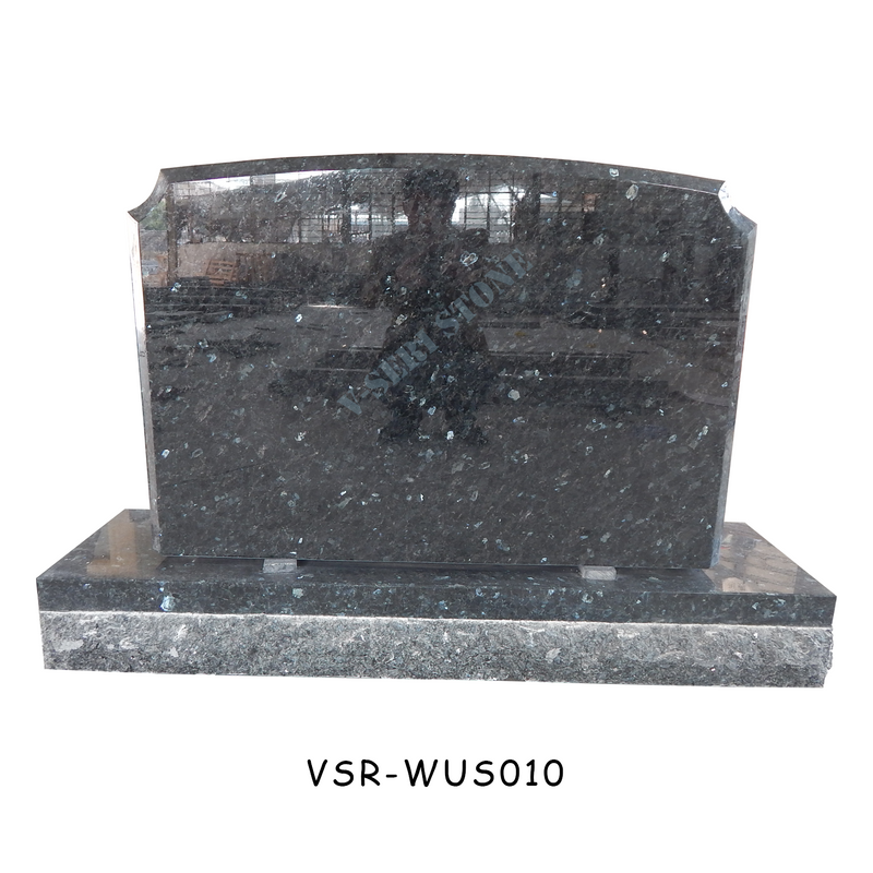 Simple Design Highly Polished Granite Tombstone in Emerald Pearl 
