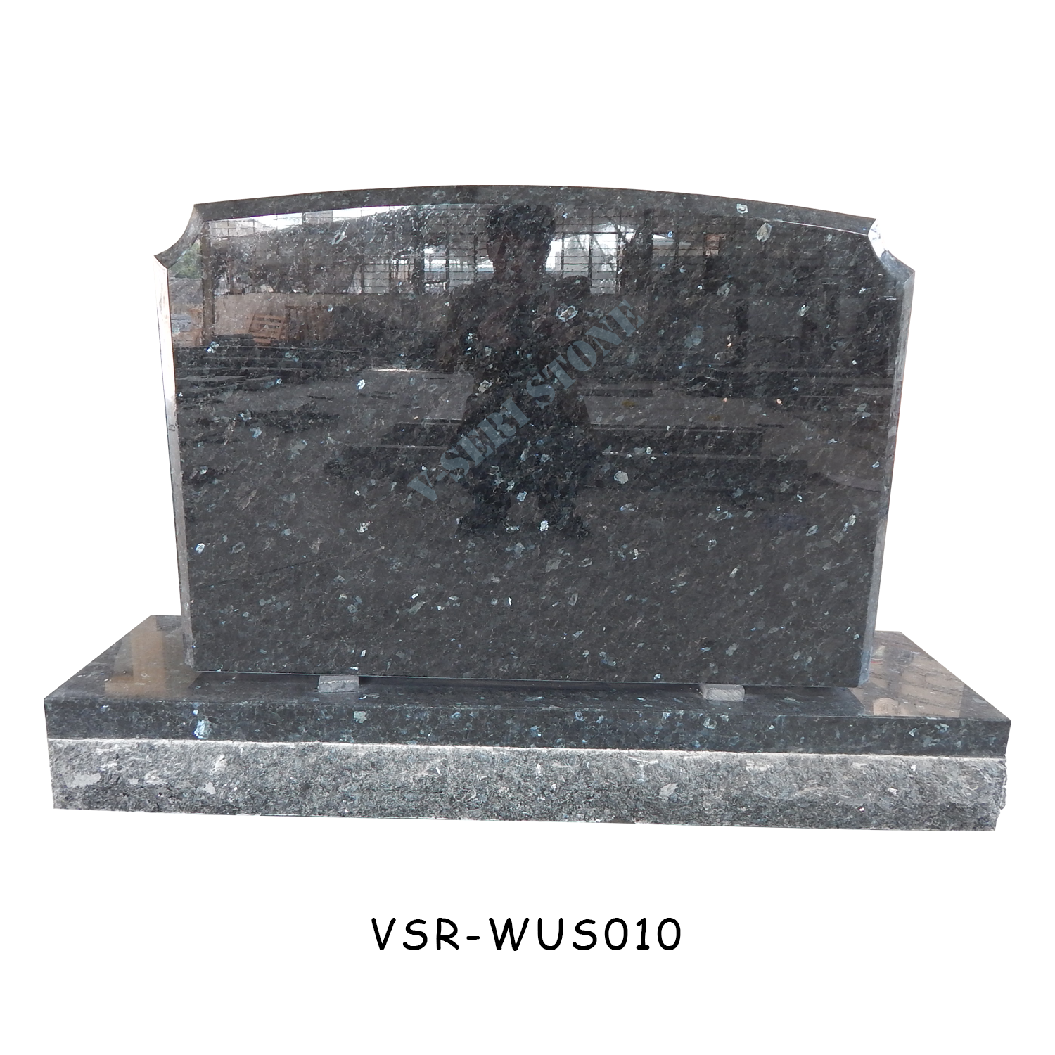 Simple Design Highly Polished Granite Tombstone in Emerald Pearl 