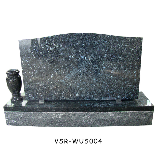 Polished Blue Pearl Granite Memorial American Tombstones with Vase