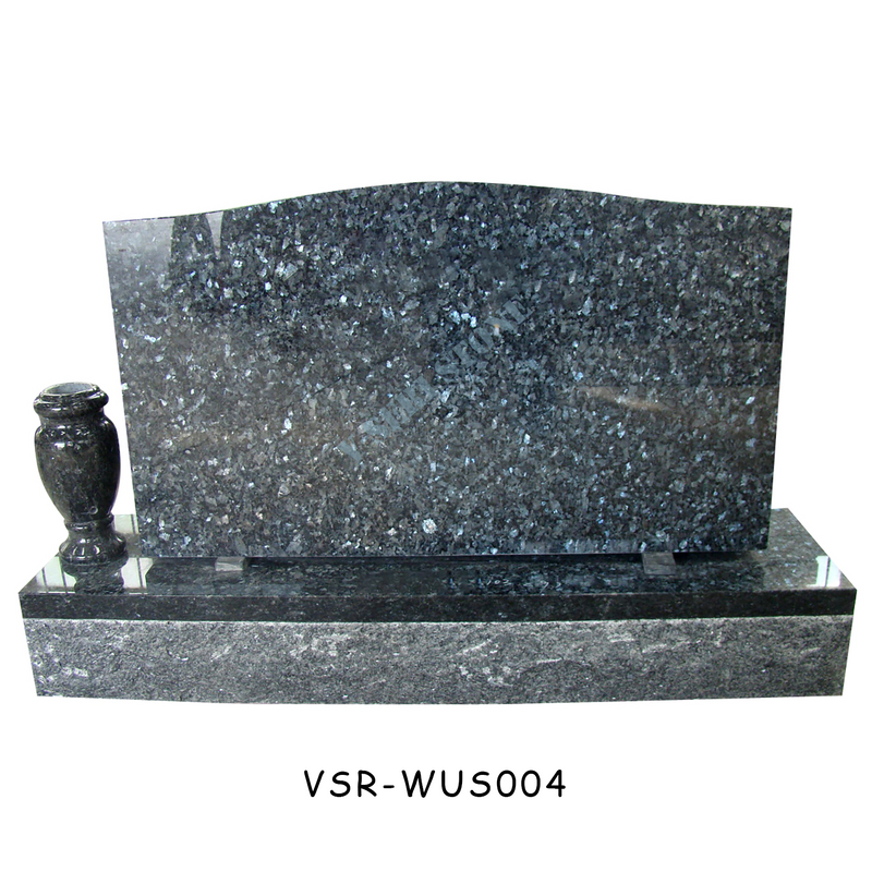 Polished Blue Pearl Granite Memorial American Tombstones with Vase