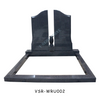 Symmetrical Wave Black Russian Marble Granite Tombstone with Granite Vase 