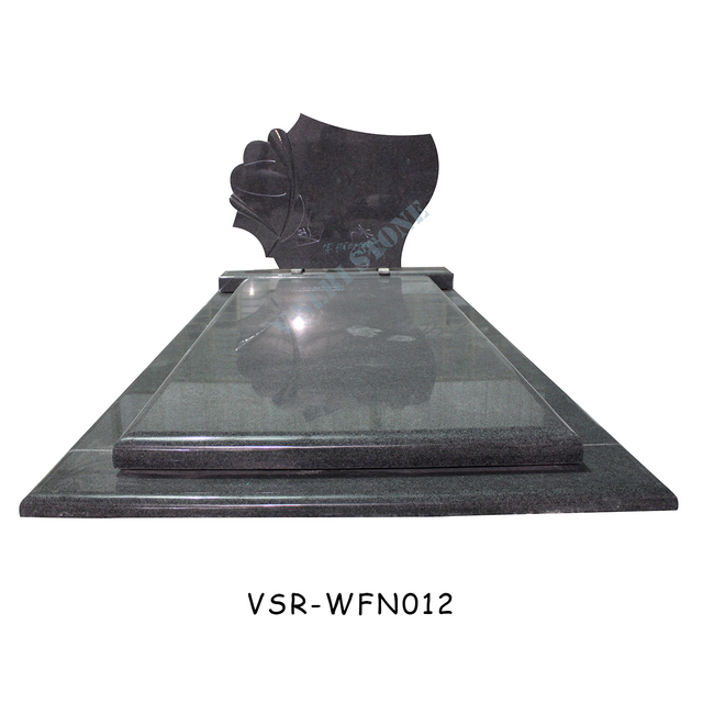 French Style Purple Granite Cemetery Headstone with Artistic Design