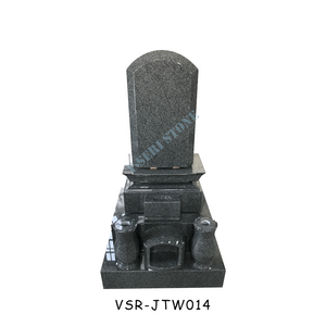 Funeral Polished Grey Granite Headstone Tombstone with Memorial Vases