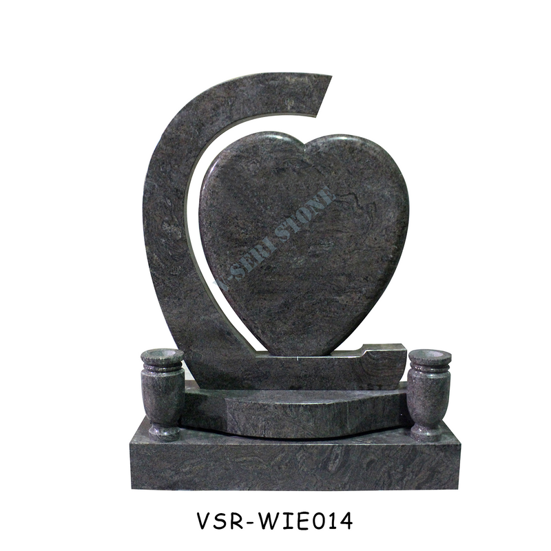 European Style Heart Shape Granite Monument in Parodiso with Granite Vases