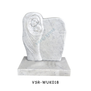White Granite Gravestones Marble Monuments with Virgin Mary Carved