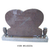 China Red Granite Monuments Stone Heart Shaped Tombstone with Memorial Vases