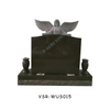 Black Granite Angel Wings Carving Statue Headstones with Flower Vases
