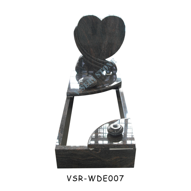Good Quality Himalaya Blue Granite Headstone Heart Shape Memorials