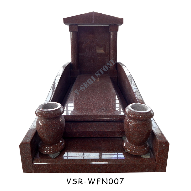 Large Gravestone Monument India Red Big Flower Granite Headstone Tombstone
