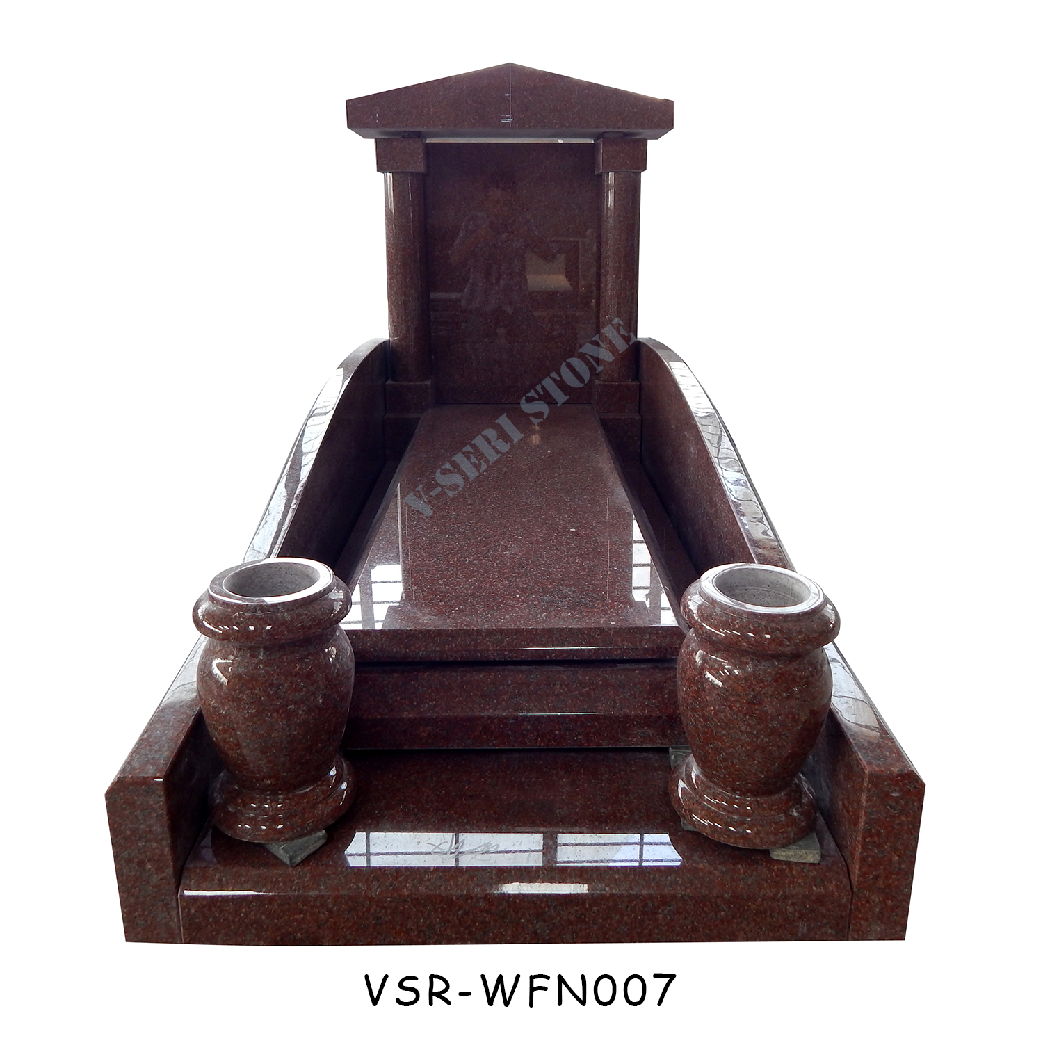 Large Gravestone Monument India Red Big Flower Granite Headstone Tombstone