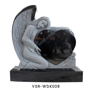 Small Beautiful Angel Headstones Black Granite with Love Heart 