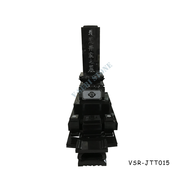 Factory Supply Japanese Stone Headstones Monuments in MU Black for Graves
