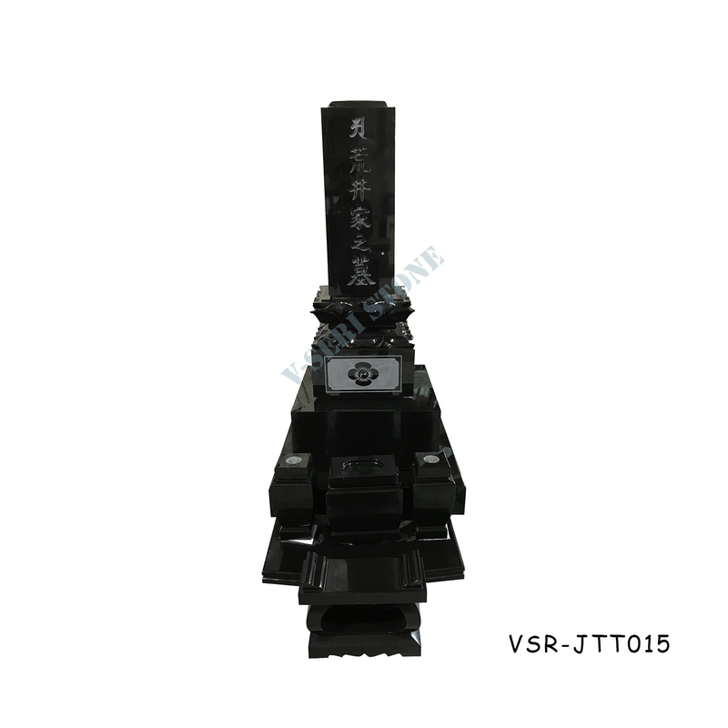 Factory Supply Japanese Stone Headstones Monuments in MU Black for Graves