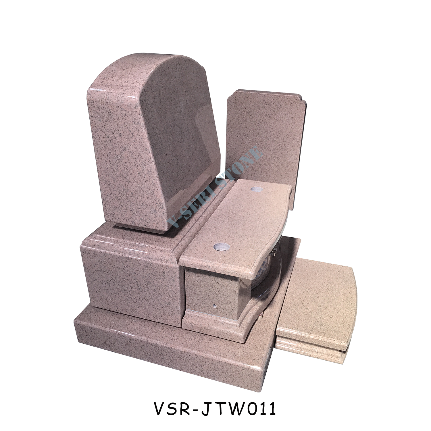Beautifully Granite Stone Monument Slanted Headstone in Salisbury Pink