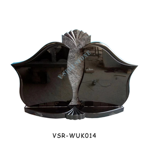 Symmetrical Sea Wave Shaped Best Black Granite Upright Headstones for Cemetery