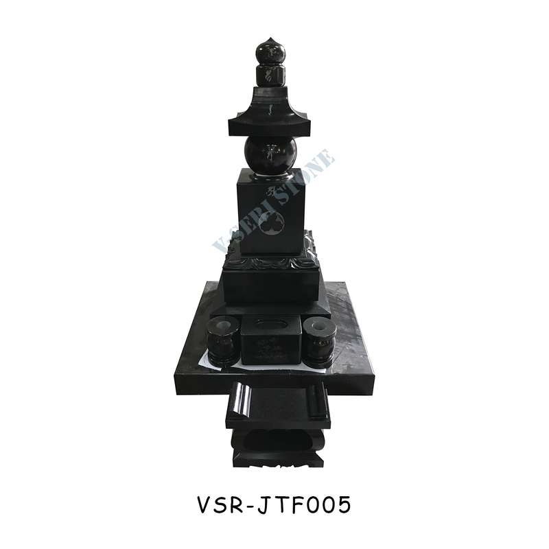 Handcrafted Granite Different Tombstones in Black for Japanese Cultural Significance