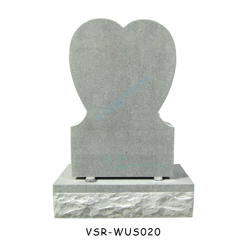 G601 Grey Granite Memorial Stones Single Heart Headstone for Cemetery